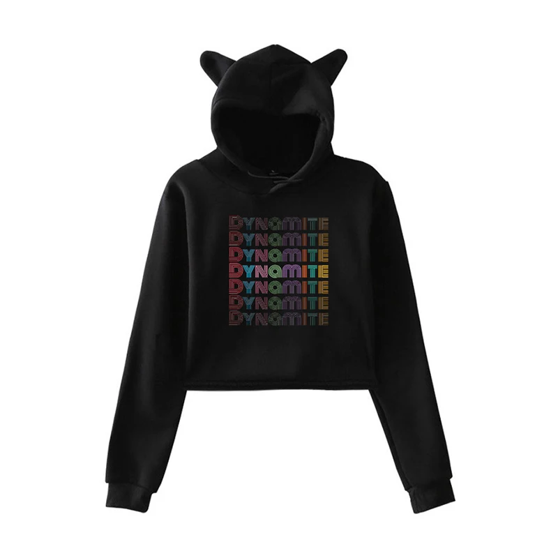 Новые корейские модные K поп KPop динамита короткий кошачий топ с капюшоном для