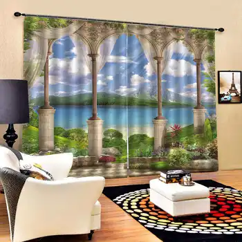 

3D Curtains Beautiful Views Decoration Indoor Living Room Bedroom Kitchen Window Blackout Curtain