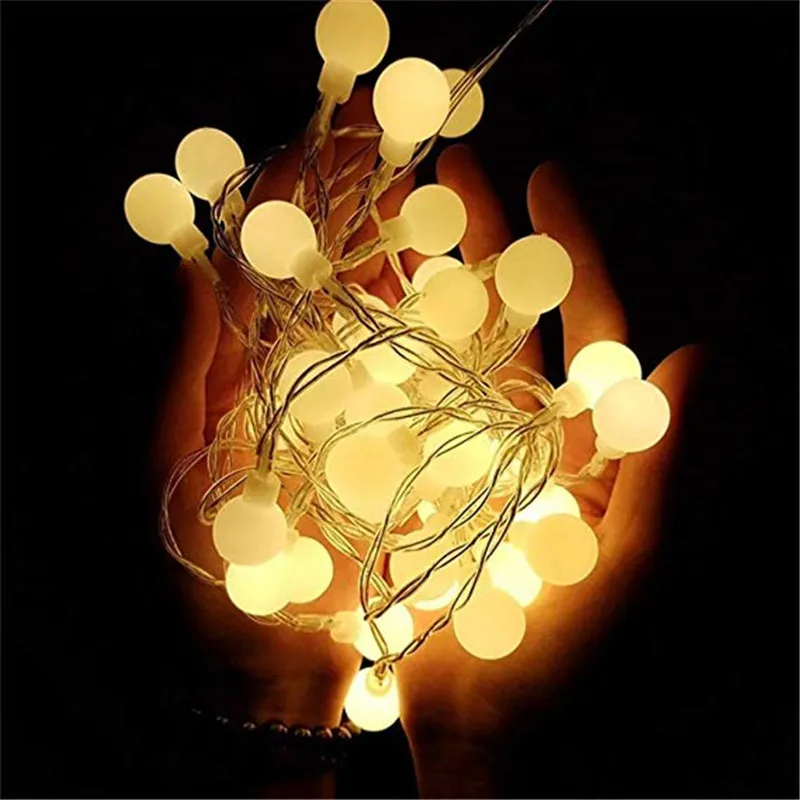 

Holiday Lights Garland LED Ball 10m String Light Milky Ball Bulbs 10MM AC220V LED Lights Decoration For Home Party Celebration