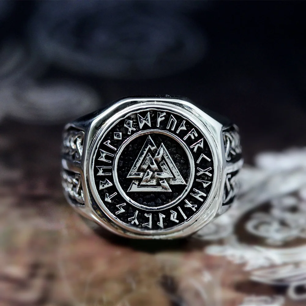 Valknut Viking кольцо из нержавеющей стали с символом, мужские кольца Norse Celtics, руны с узлом, перстень, нордический амулет, ювелирные изделия