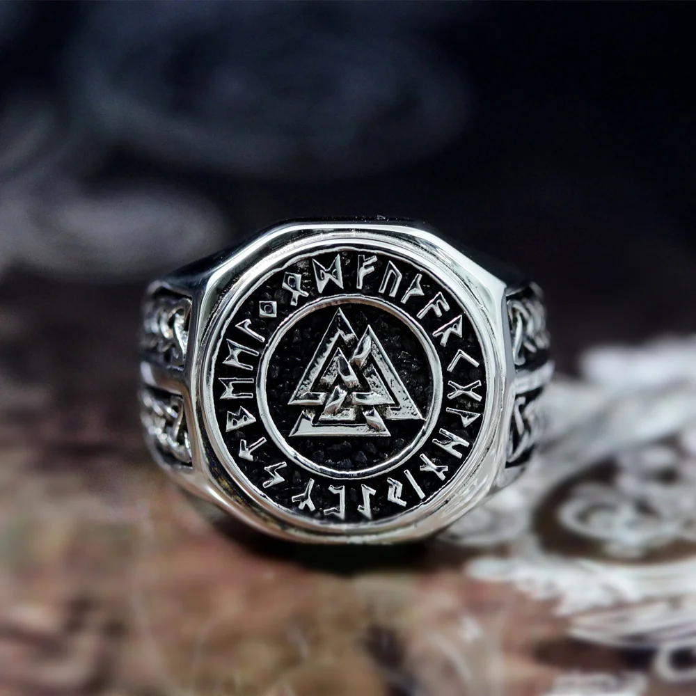 Valknut кольцо с символом викингов из нержавеющей стали мужское скандинавский