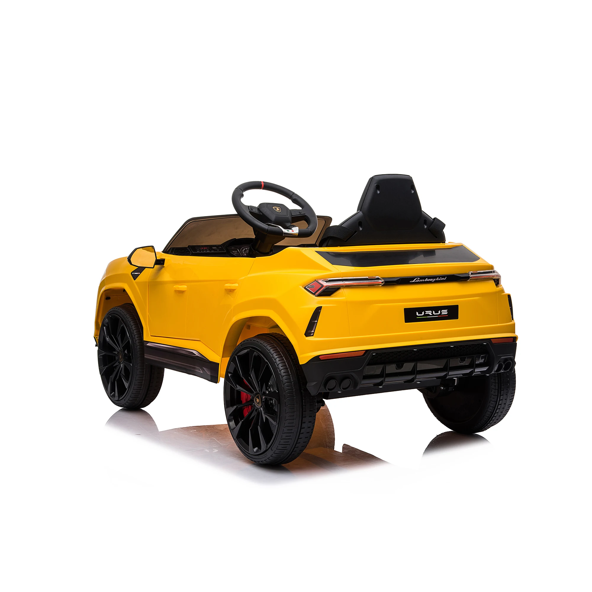 Music LED Headlights 2 Speeds Aux 12V Battery Powered Electric 4 Wheels Kids Toys w/ Parent Remote Control Foot Pedal Black Rock Wheels Licensed Lamborghini Urus Ride On Truck Car Toy 