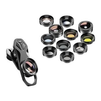 

11-In-1 Camera Phone Lens Kit for iPhone and Xiaomi Wide-Angle/Macro/Full Color/Gradient/CPL/ND/Starlight Filter