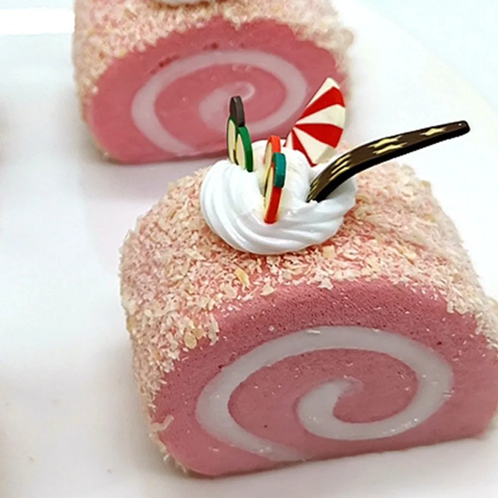 1 PCS Искусственная кожа моделирование крем Швейцарский рулет фруктовый десерт торт искусственный реалистичный поддельные миниатюрные еда вечерние фотографии украшения кухни - Цвет: 1 PCS