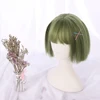 AILIADE recto verde sintético pelucas con flequillo para las mujeres Bob corto resistente al calor peluca Bobo peinado diario Anime Cosplay pelucas ► Foto 2/6