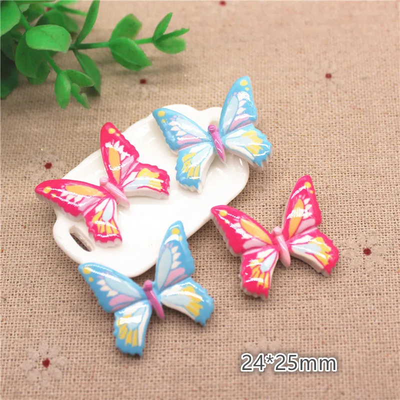 10pcs 24*25mm Cute Resin Butterfly Flatback Cabochon for Kids Clip DIY Hair Ornament Decoration Phone Case Scrapbook | Дом и сад