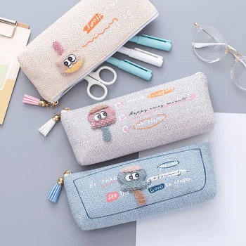 

Large Capacity Pencil Case Kawaii Canvas Roll Up Pencil Case Pen Bag Stationery Pouch for Girls Back To School Cotton Pencilcase
