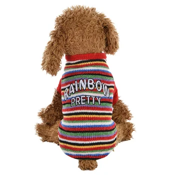 

Pet Warm Costume Autumn &Winter 2-legged Knitting Colorful Rainbow Sweater For Small/Medium Dogs
