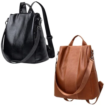 

Women Retro PU Leather Backpack College Preppy School Backbag Student Laptop Girls Back Pack Travel Backpack Anti Theft Dropship