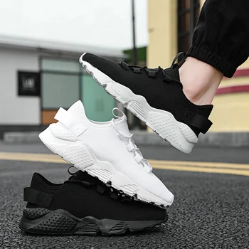 

Men Shoes Fly Knit Mesh Breathable Light Weight Running Shoes 2020 Fashion Sports Shoes Adult Sneakers Hollow Sole Plus Size 48