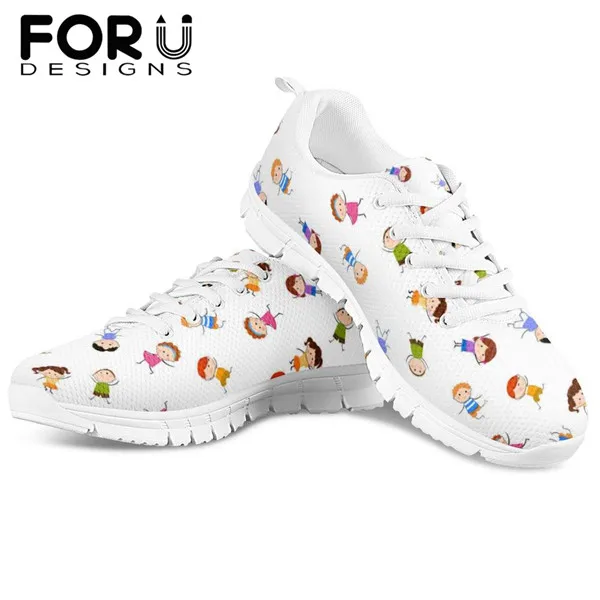 CDYXX0123AQ FORUDESIGNS/кроссовки для медсестры с героями мультфильмов; модная повседневная обувь из дышащего сетчатого материала на шнуровке; женская мягкая удобная прогулочная обувь на плоской подошве; - Цвет: CDYXX0123AQ