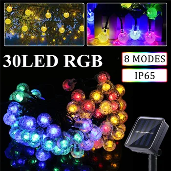

Holiday Lighting Outdoor Solar Powered 6.5M 30 LED Bulb String Light Garden Holiday Christmas Wedding lamp