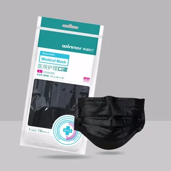 

1 bag of 10PCS winner Disposable Medical mask (earloop black color mask) (17cmx9cm-3P Adult use)