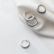 MloveAcc стерлингового серебра 925 пробы черный геометрический Гладкий Круглый обруч серьги для женщин ухо круглая пряжка Femme модные ювелирные изделия