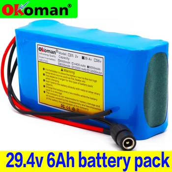 

100% High capacity 24V 6Ah 18650 Battery li-ion battery pack 29.4v 6000mah Electric bicycle moped /Li-ion battery pack with BMS