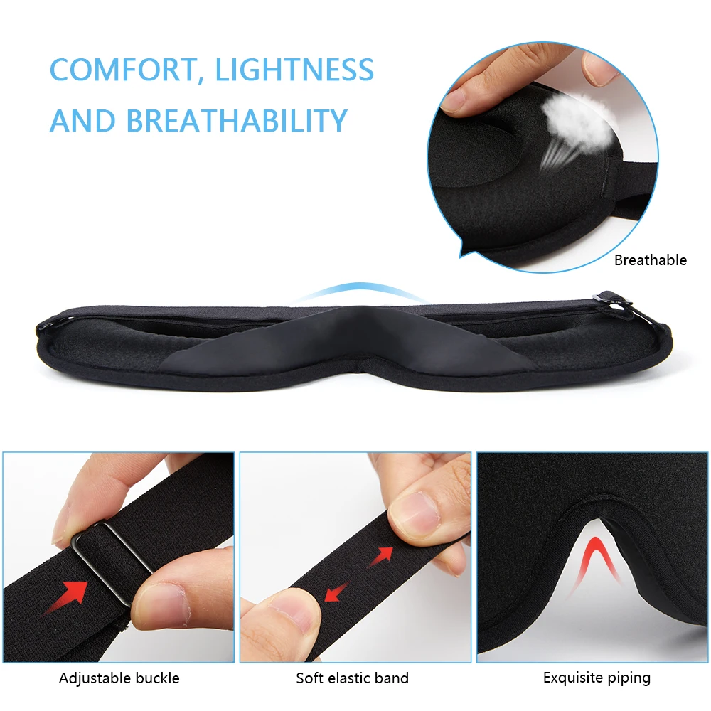 3D Memory Foam Silk Sleep Mask Soft Sleeeping Mask Eye Patches Comfort Premium Face Mask Eyeshade Night Breathable Multicolour