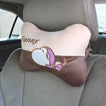

Winter Fluffy Car Bone Pillow Cartoon Car Headrest Monkey Pillow Car Accessories