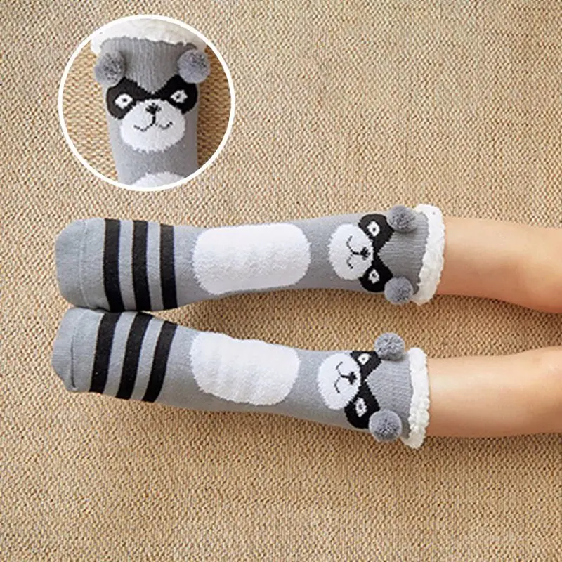 1Pair Women Winter Warm Socks Coral Fleece Bed Sleep Socks Lined Slipper Non Slip New Casual Home Floor Sock