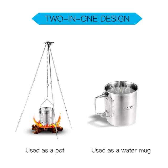 Tasse à Eau En Titane Ultralégère Lixada - Portable - Camping - Pique