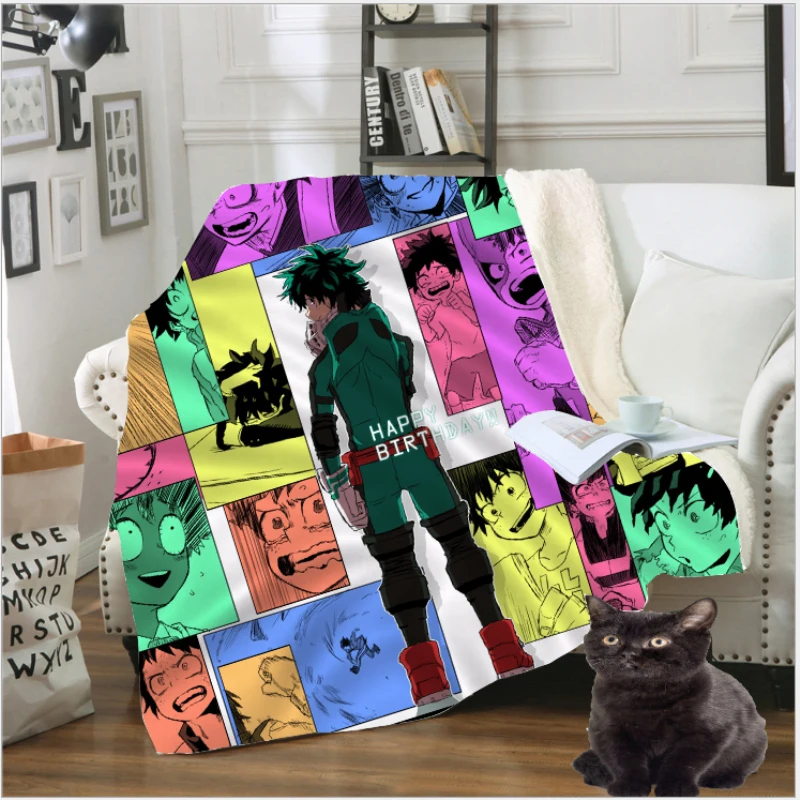 LIASOSO Anime My Hero Academia Plush Blanket Harajuku Office Sofa Quilt Travel Portable Anime Blanket Cloak Cape Free Shipping