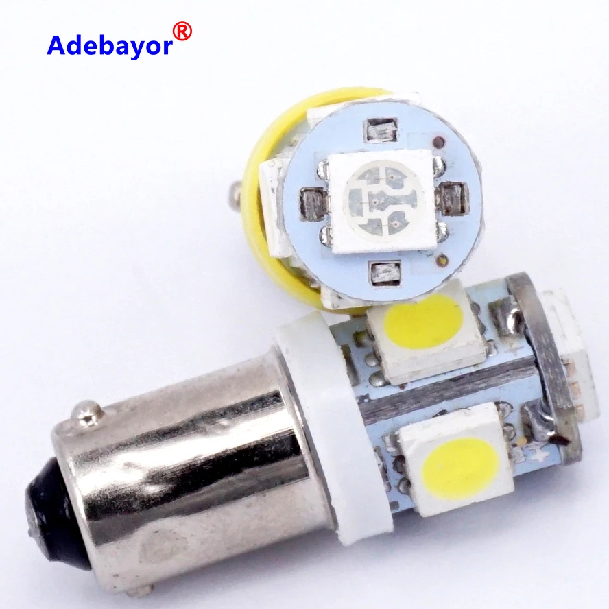 30 шт. ba9s T11 T4W H6W 363 Белый 5050 SMD 5 светодиодный 233 Кепки байонетный свет лампы AC/DC 12V автомобильные лампы Клин для лампы светильник Автомобильный светодиодный Адебайор