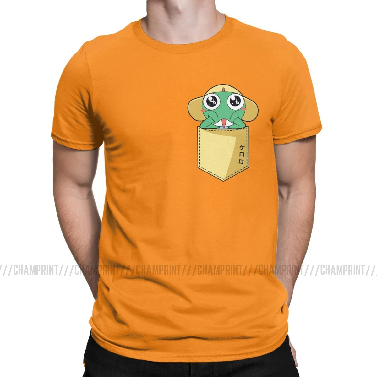 Keroro аниме Sgt лягушка Мужская футболка винтажные футболки короткий рукав круглый вырез Футболка хлопок 4XL 5XL Топы - Цвет: Оранжевый