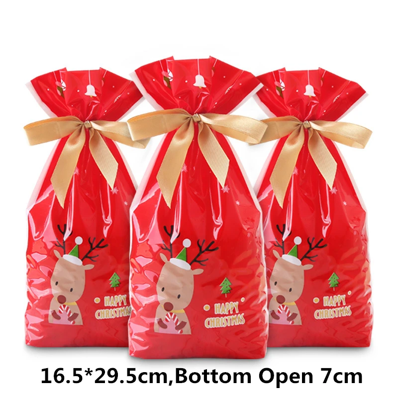 Red Big Size LBSISI жизнь 50/100 шт мешки для печенья, конфет Рождественский подарок сумки закуски с нугой и PE Пластик сумка-кисет День рождения свадьба - Цвет: Red Big Size