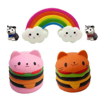 

Squishy Toys Burger Rainbow Popcorn Fries Bread Banana Slow Rising Squeeze Toy Stress Relief For Adult Toys For Children