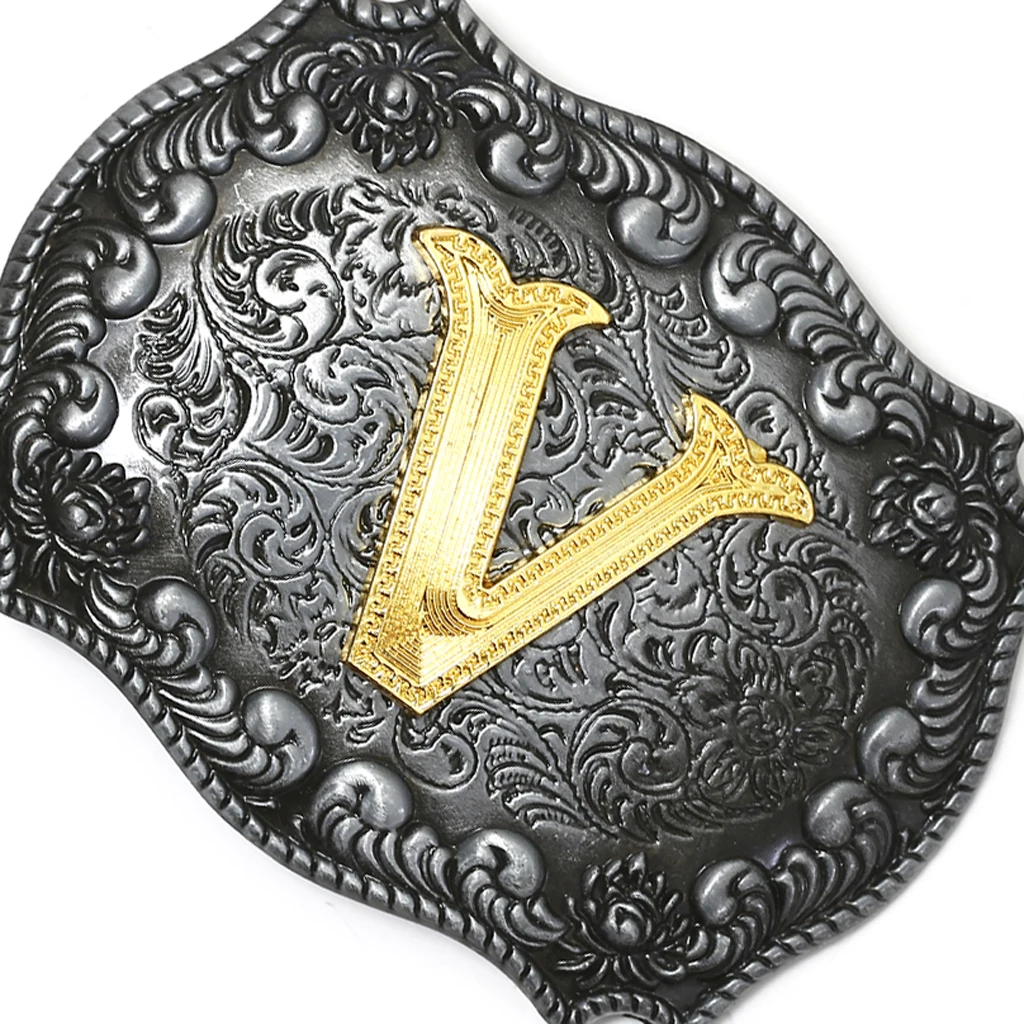 Luxurious Man Belt Buckle Novelty Women Cool Golden Initial Letters ABCDWXY-Z Mens Cowboy Waist Belt Buckle Indian Metal Buckle
