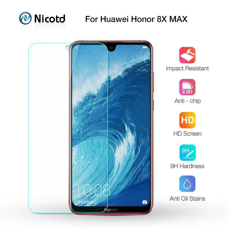 Никотд 3 шт. Закаленное стекло пленка 9H HD для huawei Honor 8X MAX экран Защитные пленки 8XMAX