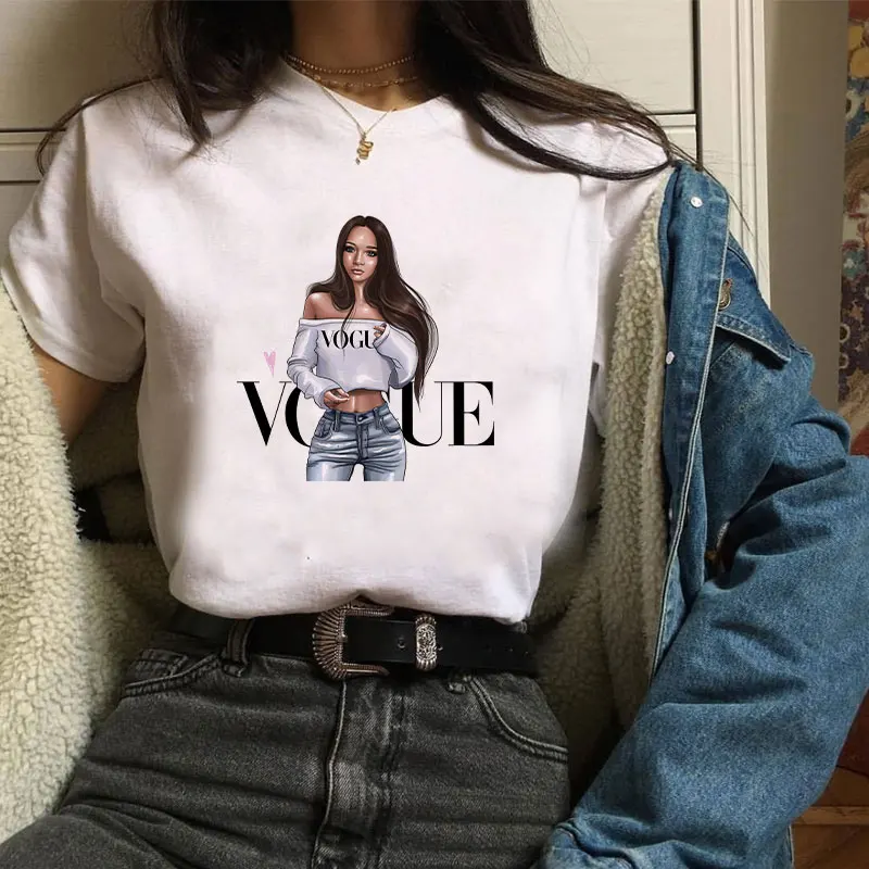 Poleras Mujer De Moda летняя футболка Женская Vogue с буквенным принтом Vogue Harajuku футболка плюс размер панк Футболка Camiseta Mujer