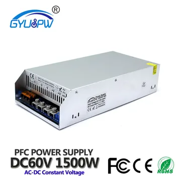 

Variable DC60V Power Supply Switching 25A 1500W Transformer 100-240V AC To DC 60V Power Supplies for CNC CCTV Stepper Motors DIY