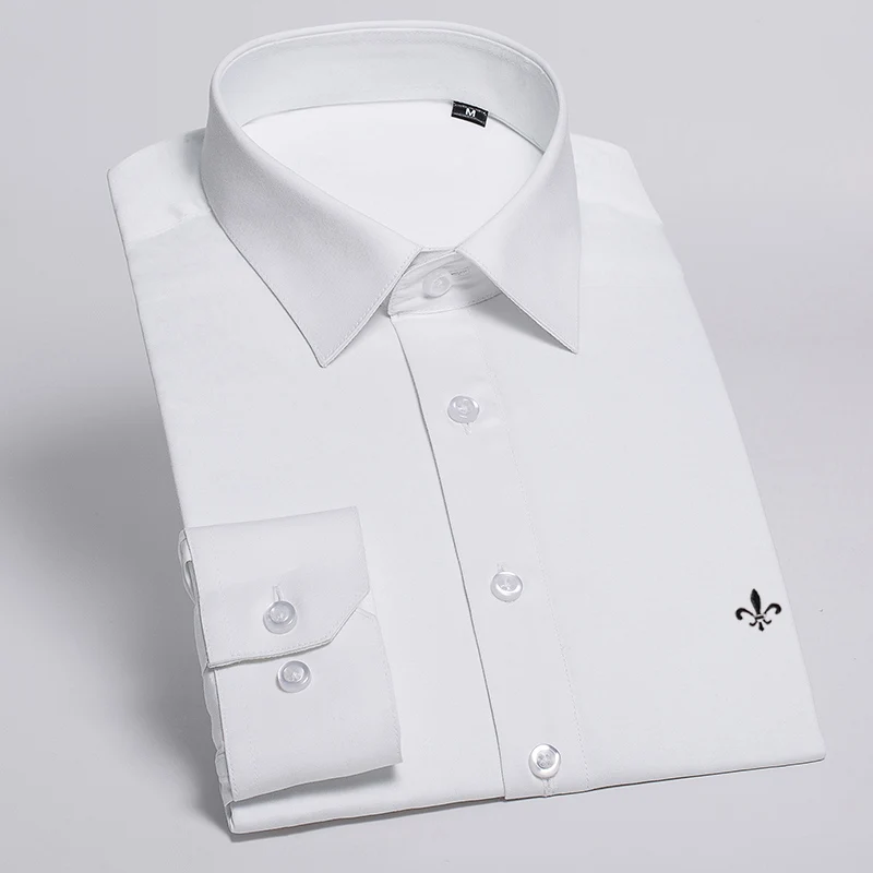С помощью утюга, вышивка, мода Blusa Camisa Social Masculina Dudalina, длинный рукав, приталенная рубашка, мужская одежда с цветочным принтом, белая мужская одежда - Цвет: DCZ1876-WHITE