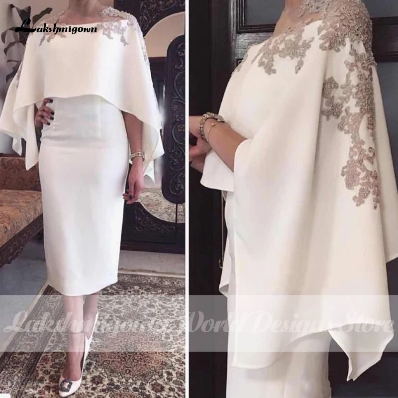 Lakshmigown Plus Size Mother Of The Bride Dresses Tea Length Appliques Beaded Short Groom Mother Dresses WeddingsCustom mother bride dresses