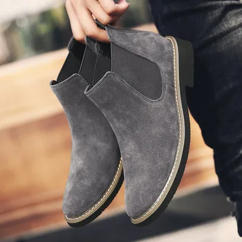 

Male Boots Genuine Leather Chelsea Luxury Men Boots Non-slip Ankle Boots High-top Martin Boots Autumn Fashion Man Boots With Fur