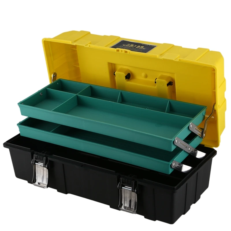 3-Layer Folding Toolbox 17-Inch Multi-Function Plastic Case Home Repair Electrician Toolbox Car Toolbox Tool Storage Box
