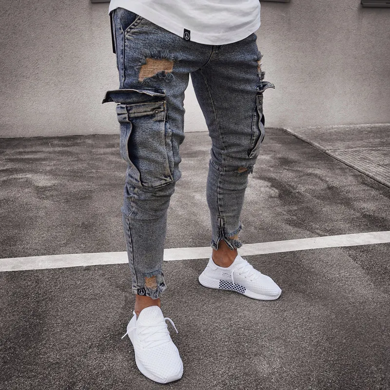 3 стиля, новый дизайн, уличная одежда, мужские джинсы, модные хип-хоп обтягивающие джинсы-карандаш для мужчин, Стрейчевые лоскутные