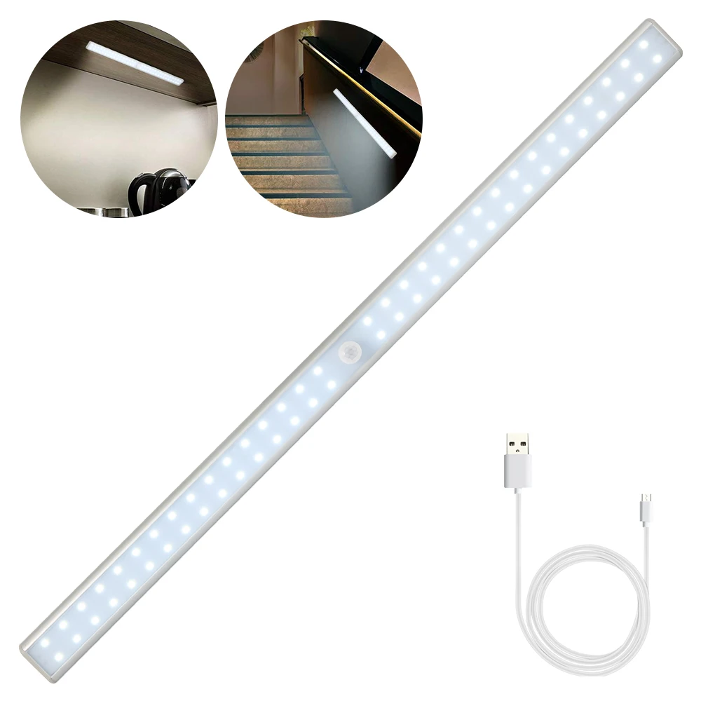  LED Light USB Rechargeable LED Under Cabinet Light Motion Sensor Cabinet Closet Night Light for War - 4000064559197