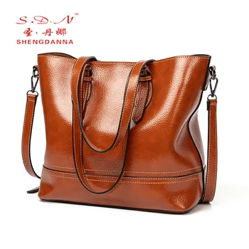 

SDN new style European and American retro ladies shoulder bag, large capacity retro ladies bag,classic solid color PU female bag