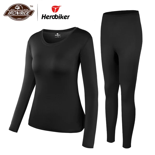 US $16.37 Herobiker Women Fleece Lined Thermal Underwear Set Winter Elastic Motorcycle Skiing Warm Long Johns
