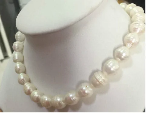 Elegant10-11mm барокко Южное море белое Жемчужное ожерелье 18 дюймов