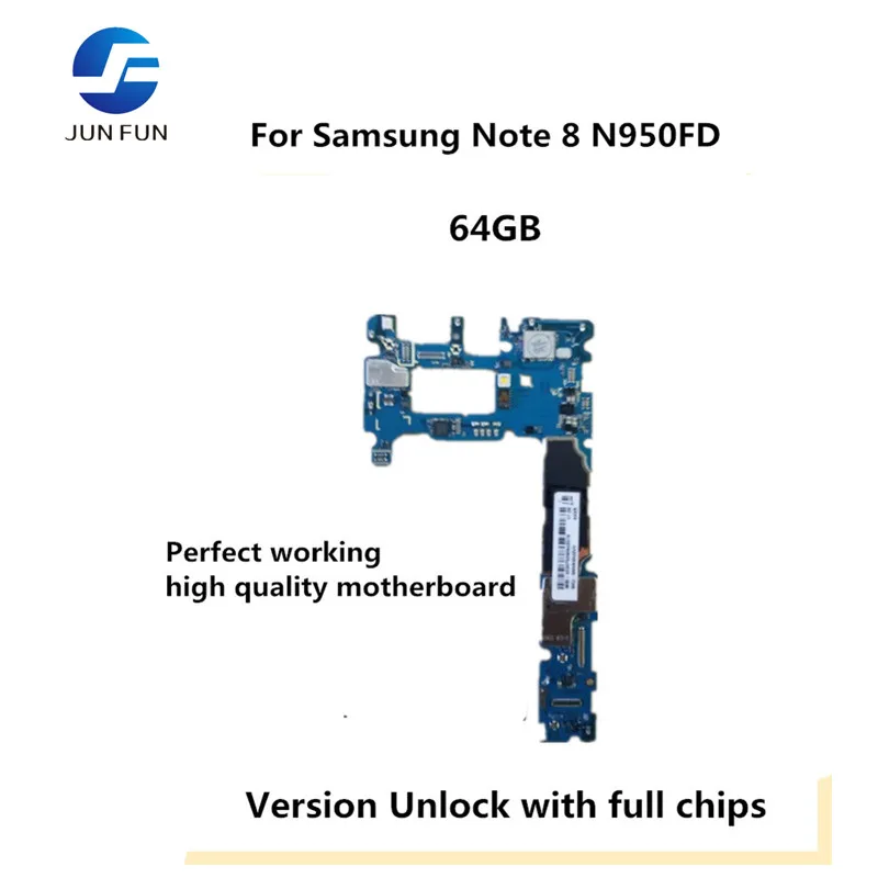 

JUN FUN Original Motherboard For Samsung Note 8 N950FD Unlocked Mainboard Logic Board Tested Plate