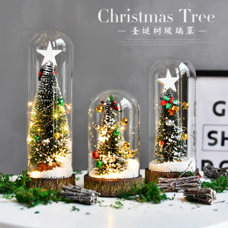 Рождественские украшения для дома светодиодный 1 шт. Рождественская елка с светодиодный свет рождественской елки настольное украшение Стекло крышка