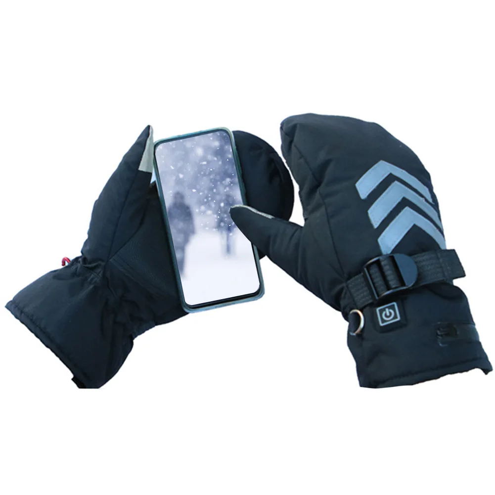 Мужские альпинистские нагревательные перчатки, походные Светоотражающие уличные зимние теплые трехскоростные ветрозащитные Электрические перезаряжаемые перчатки 7,4 В