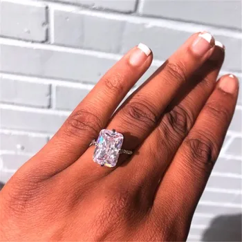 

Handmade Female ring 925 Sterling silver Flower cut 6ct AAAAA Zircon cz Engagement Wedding Band Rings for women Bridal Jewelry