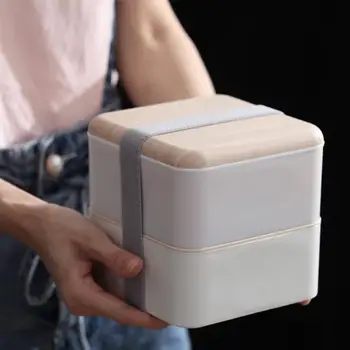 

2 Layer Lunch Box for School Student Canteen Compartment Plate Adult Sealed Insulation Lightweight Practical Lunch Box