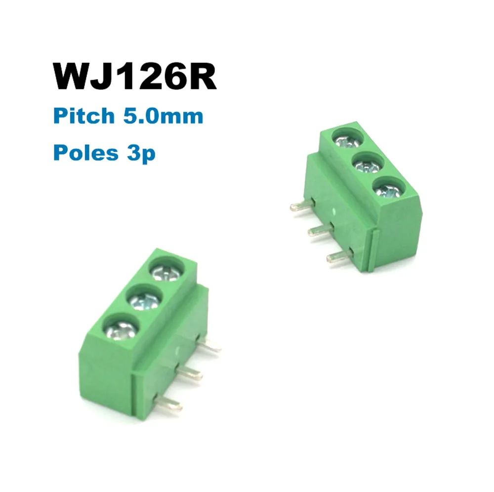 Шаг 5 0 мм Винт PCB Клеммная колодка соединитель прямоугольный штырь 2P 3P WJ126R Morsettiera