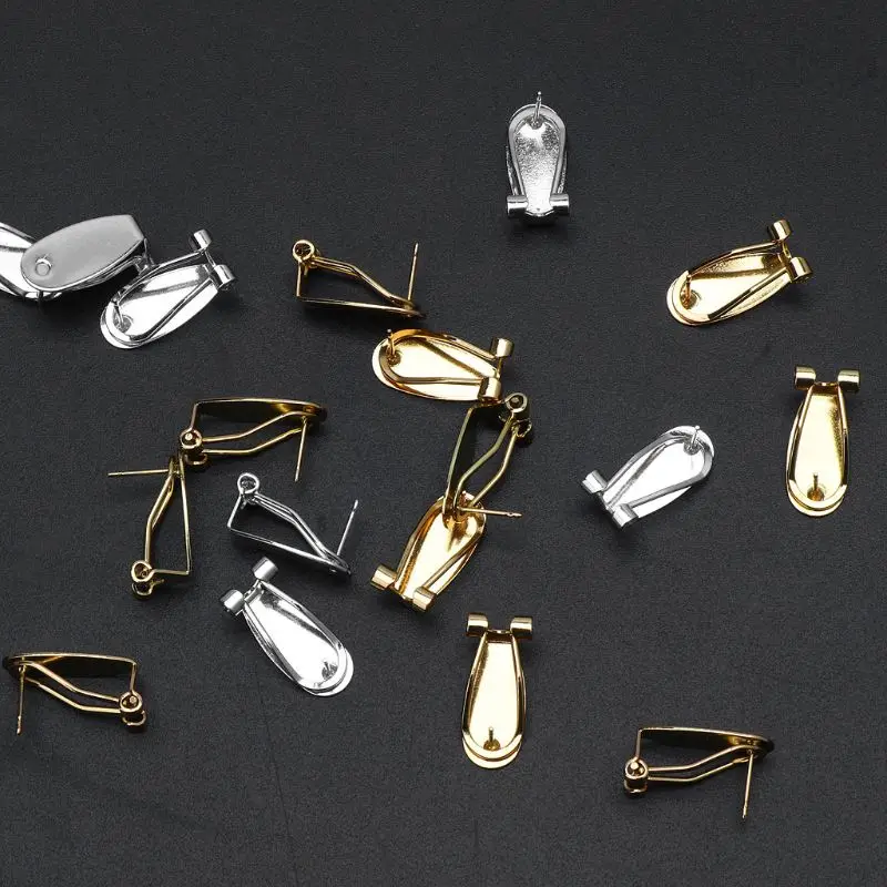 20Pcs Clip-On Base Setting Earrings Converters Non-Pierced Ears Jewelry Making