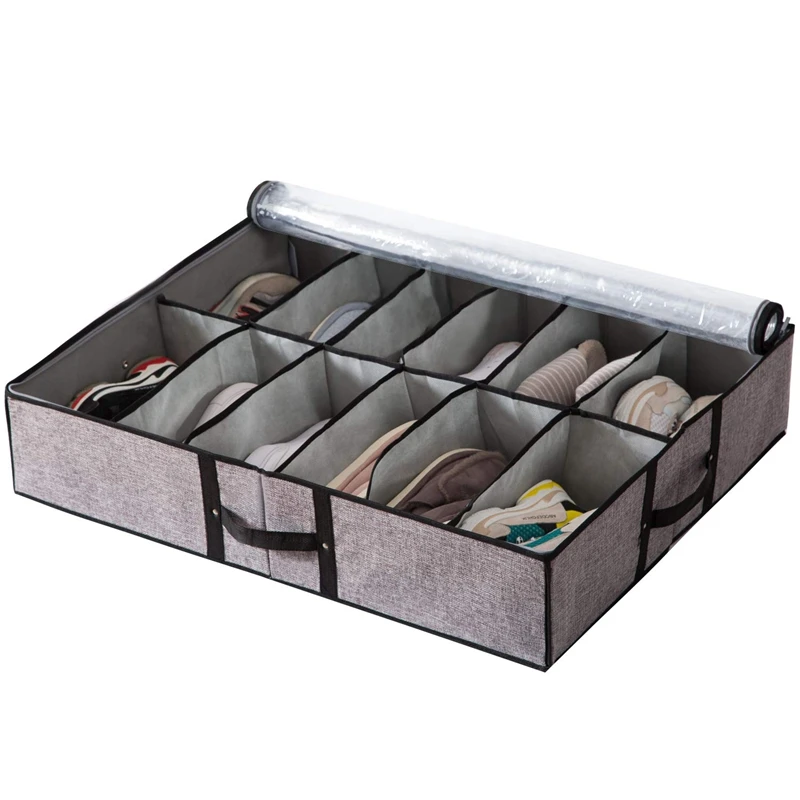 

2 x Transparent Shoe Box Locker Drawer Storage Box Folding Shoe Box Household Under Bed Storage Box