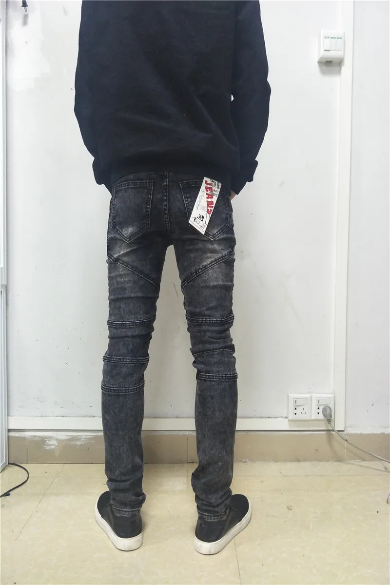 Хорошие новые мужские мотоциклетные брюки, стройнящие штаны, микро-эластичные джинсы/мужские джинсовые брюки/Брендовые повседневные мужские джинсы